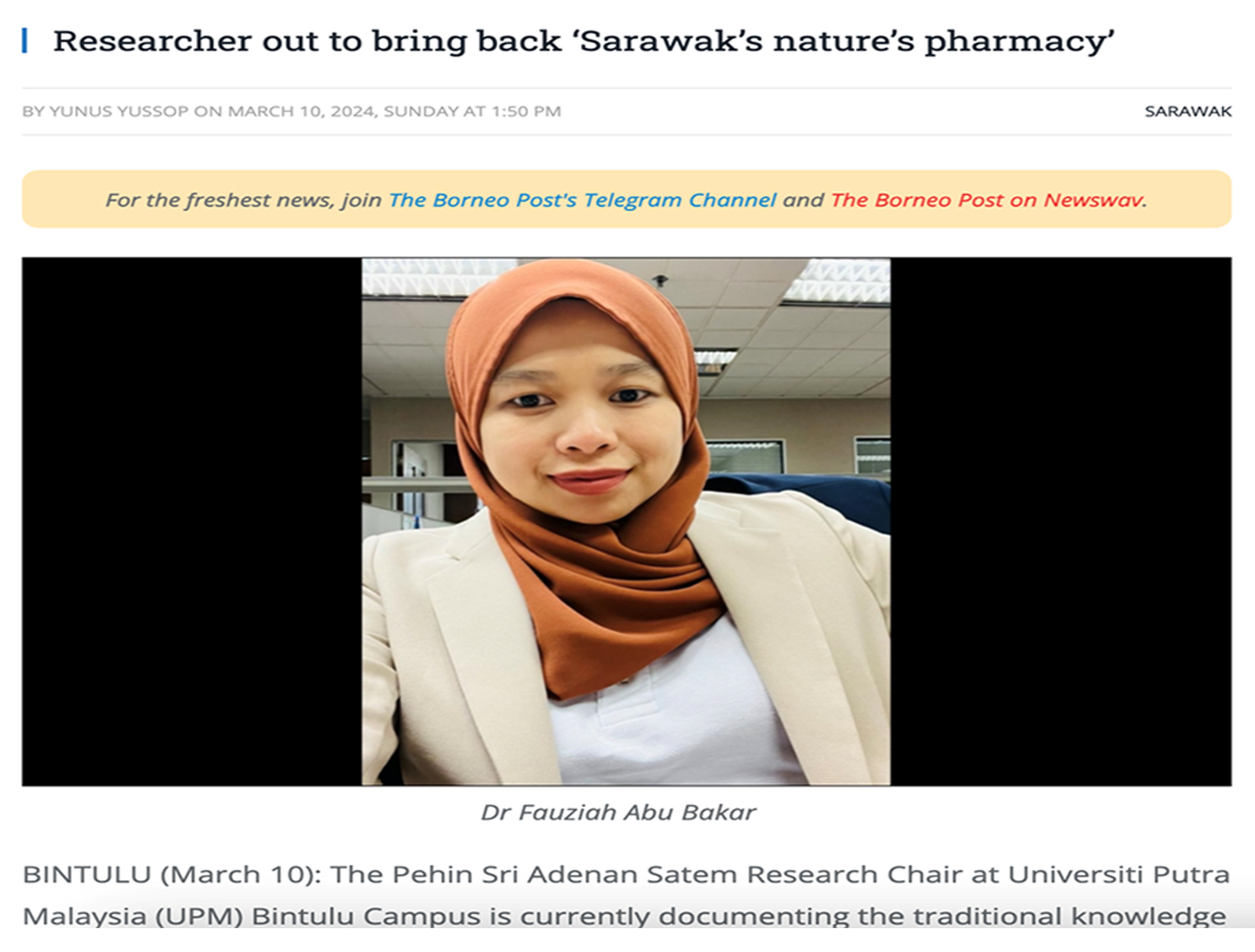 Researcher out to bring back ‘Sarawak’s nature’s pharmacy’