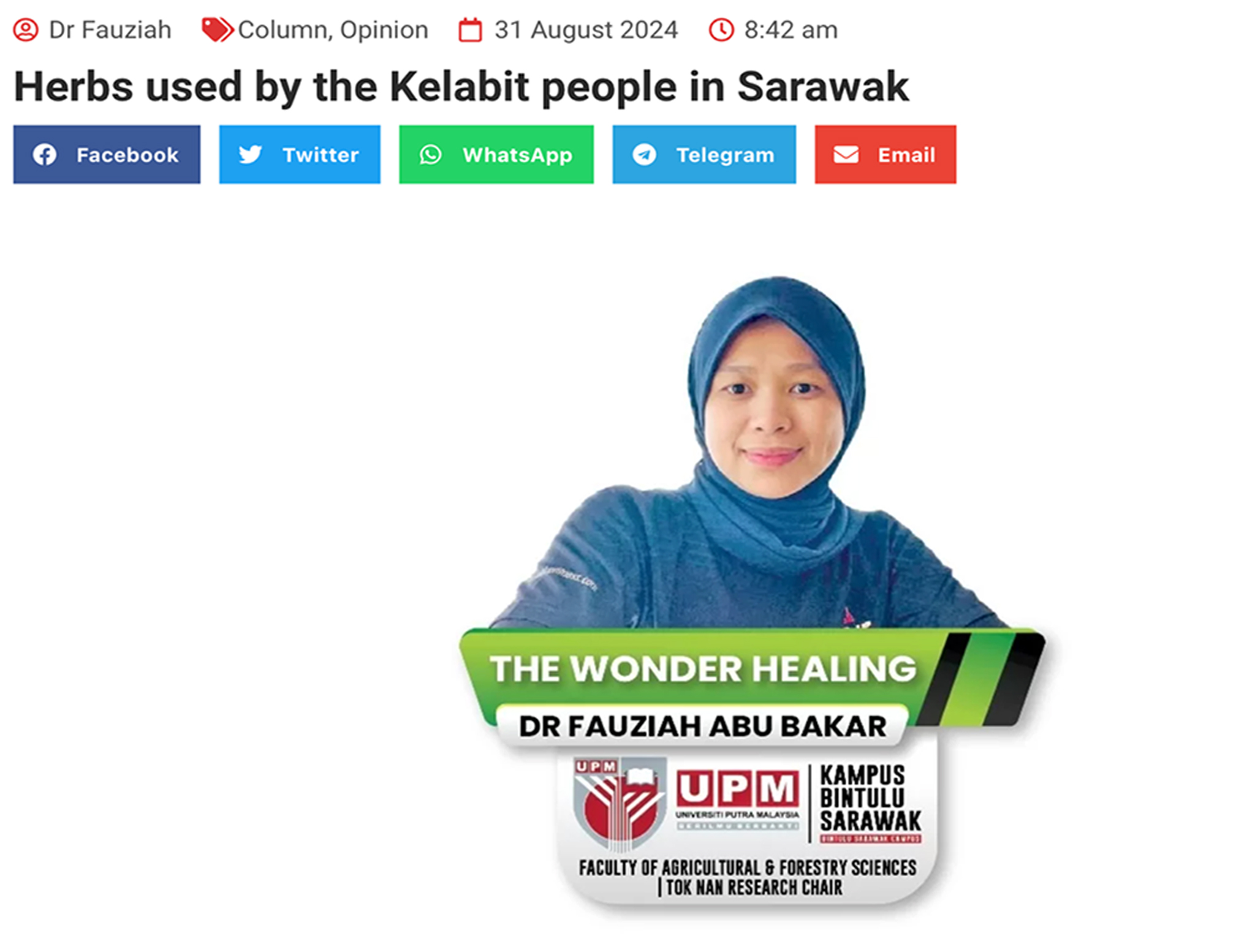 Herbs used by the Kelabit people in Sarawak , Part 1