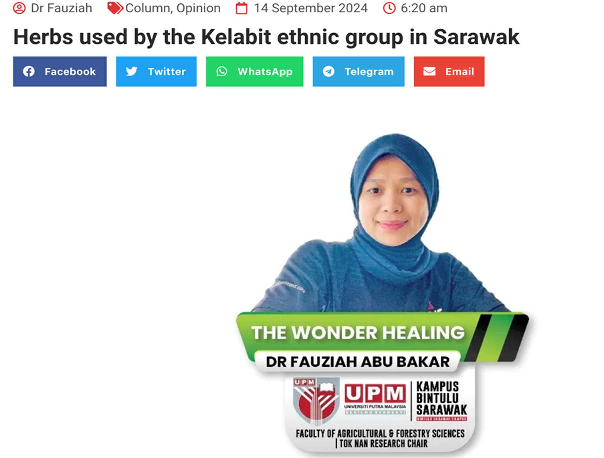 Herbs used by the Kelabit ethnic group in Sarawak , Part 2