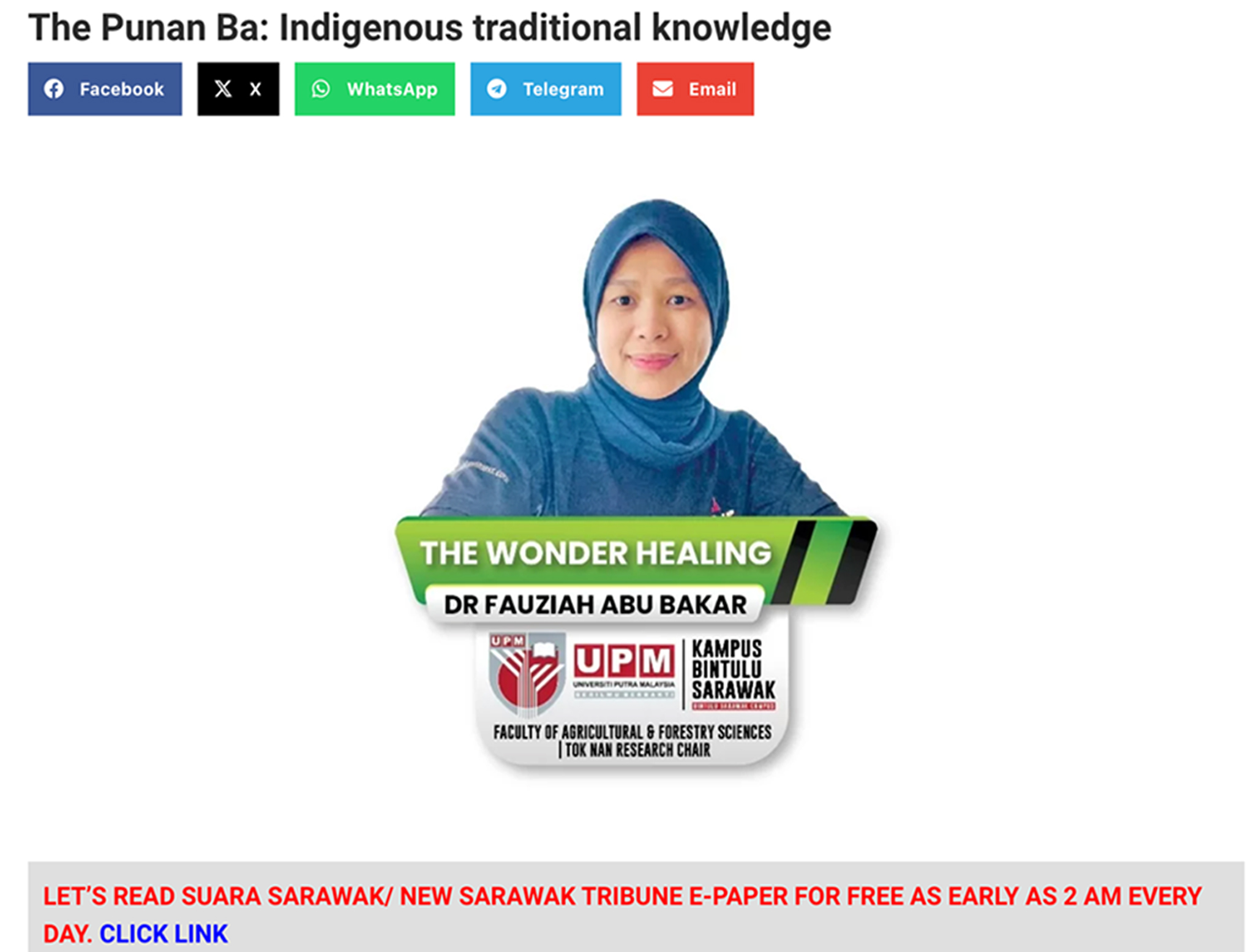 The Punan Ba: Indigenous traditional knowledge